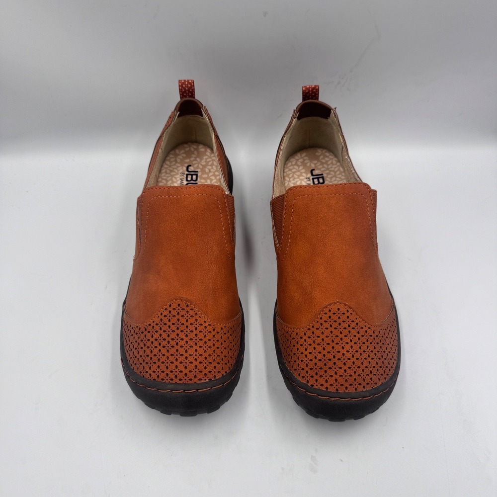 New JBU by Jambu Lena Burnt Orange Laser Cut Slip On Memory Foam Loafers W 7.5M